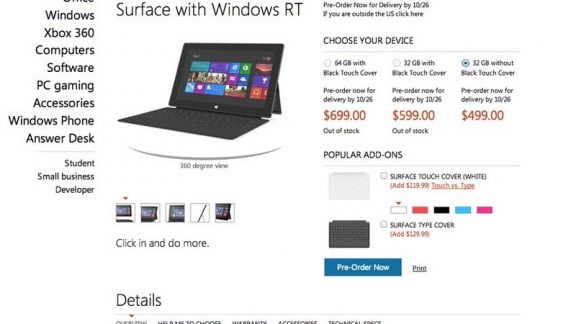 microsoft surface windows 8 pro tablet