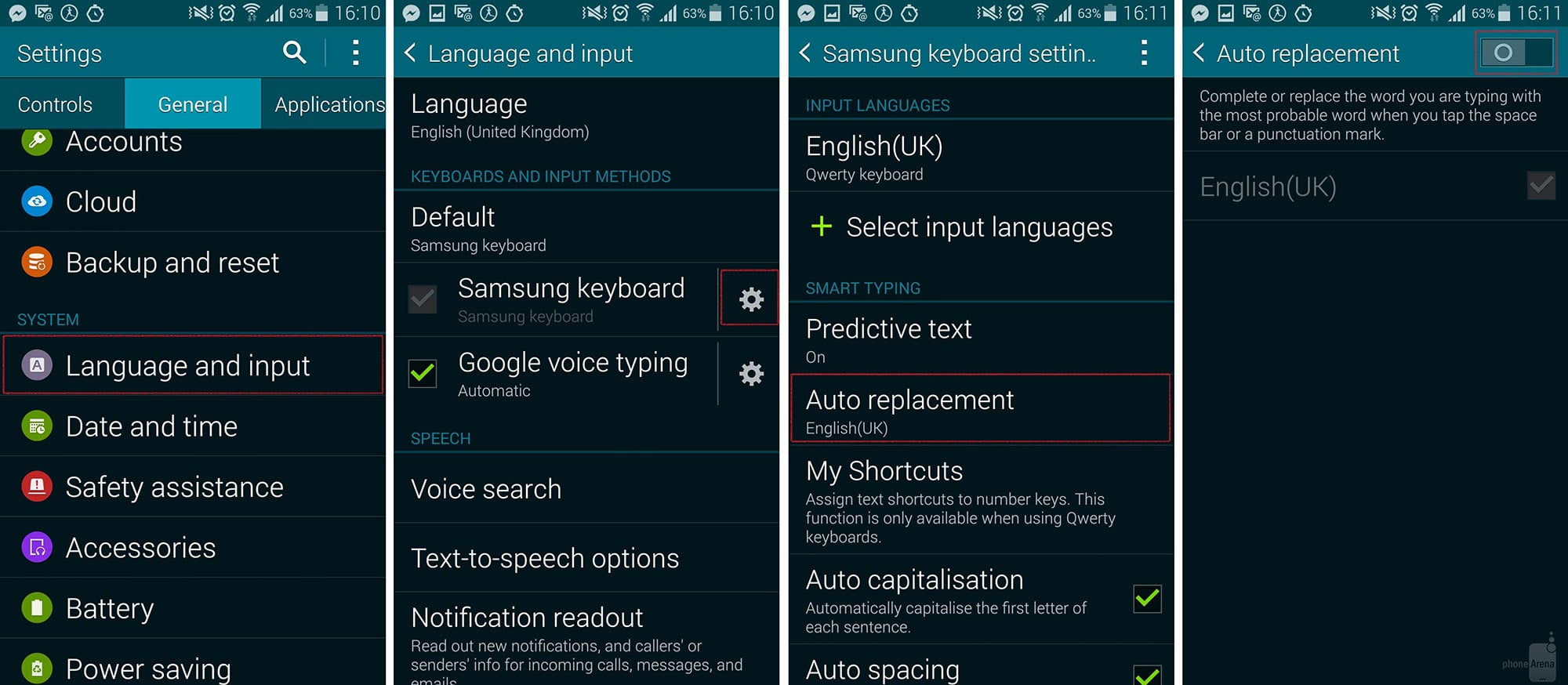 منوی گوشی اس 5 