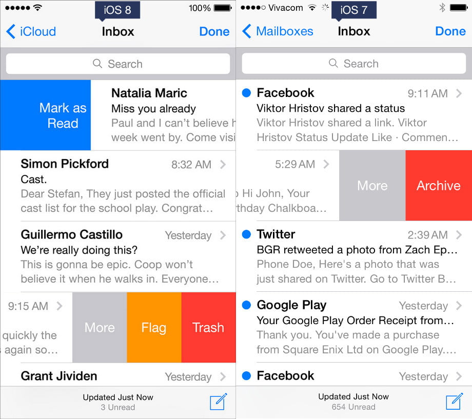 مقایسه iOS 8 و iOS 7 اپل