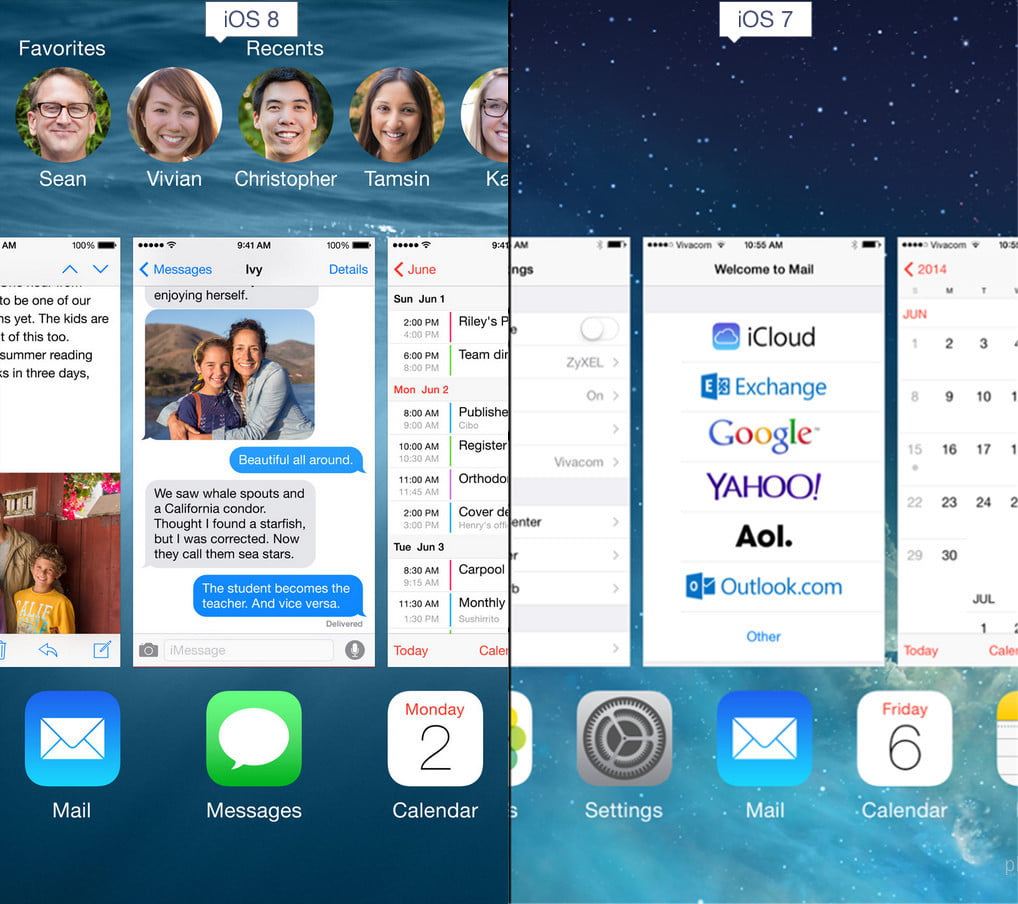 مقایسه iOS 8 و iOS 7 اپل