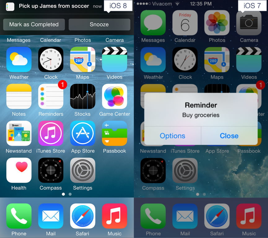مقایسه iOS 8 و iOS 7 اپل
