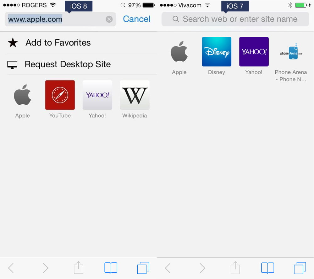 مقایسه iOS 8 و iOS 7 اپل