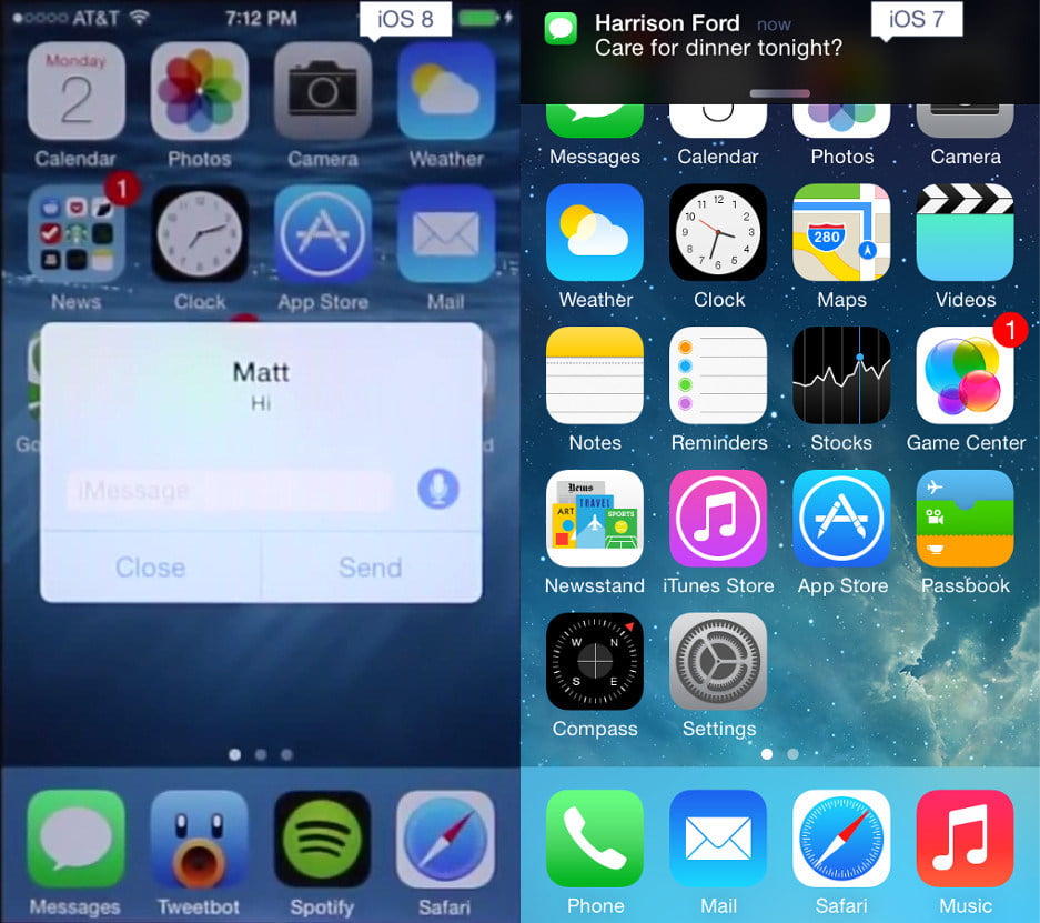 مقایسه iOS 8 و iOS 7 اپل