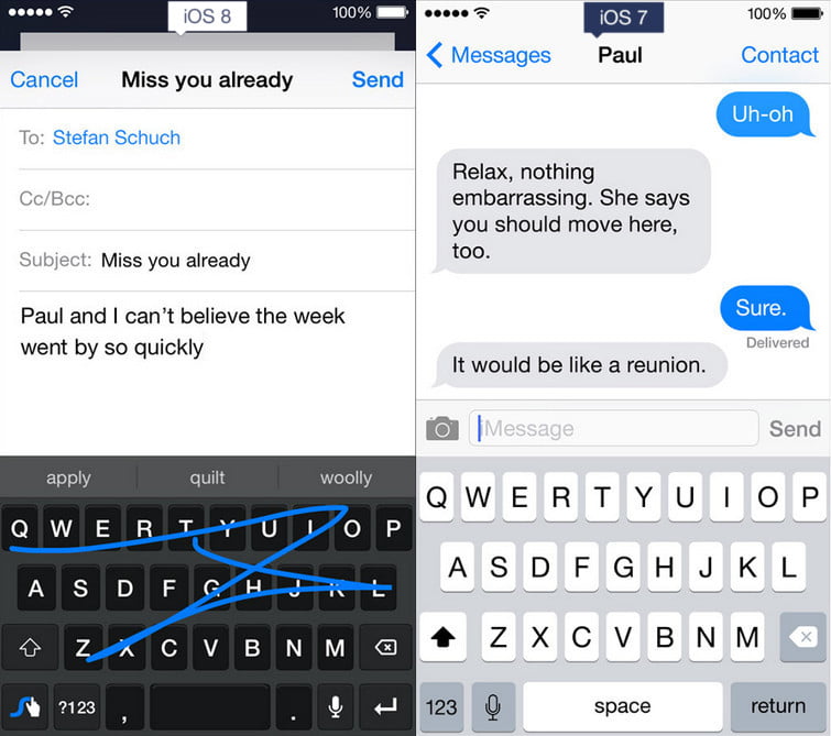 مقایسه iOS 8 و iOS 7 اپل