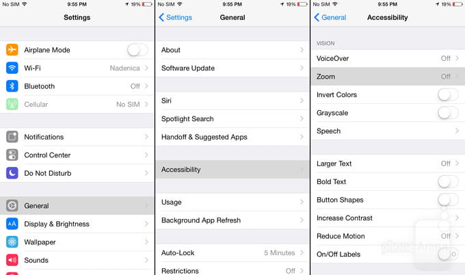 منوی آیفون 6