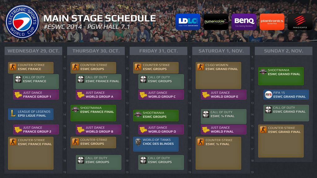 برنامه مسابقات ESWC 2014