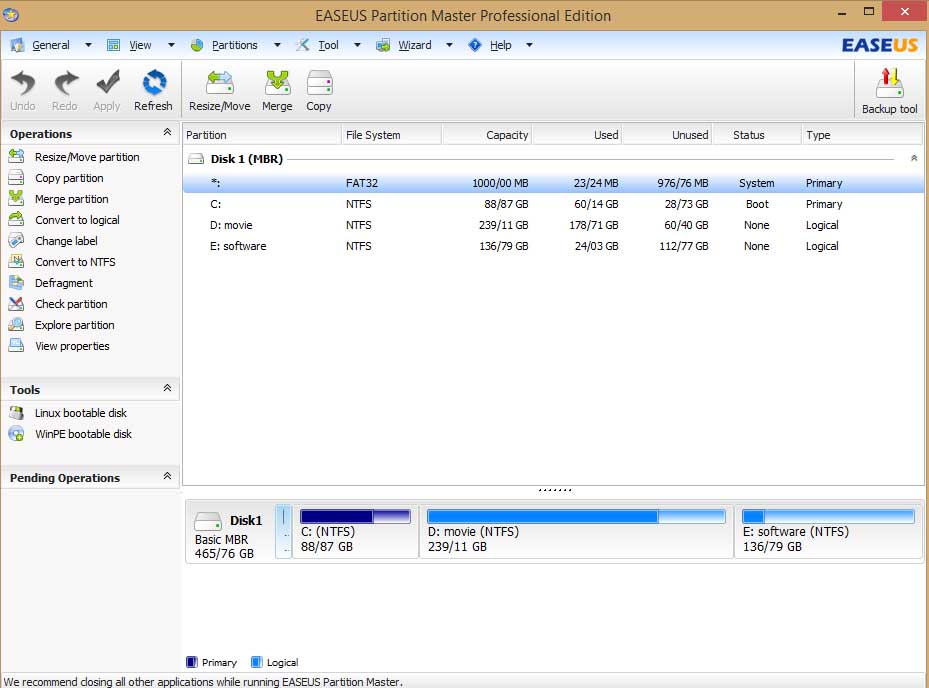 تغییر سایز پارتیشن هارددیسک