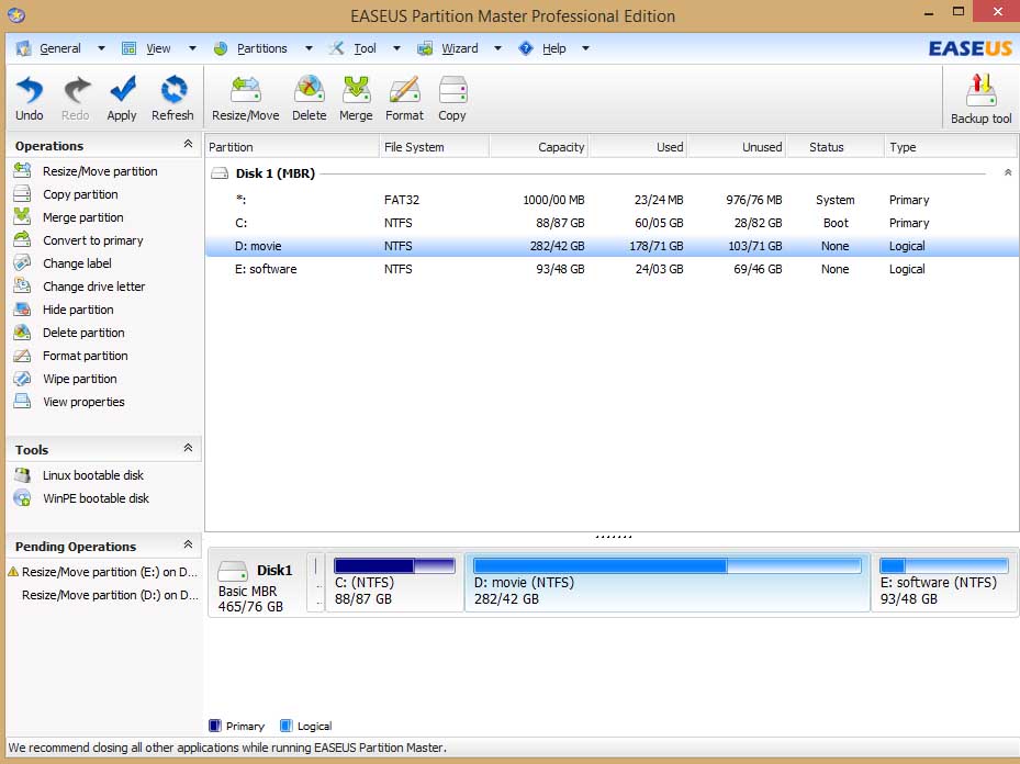 تغییر سایز پارتیشن هارددیسک