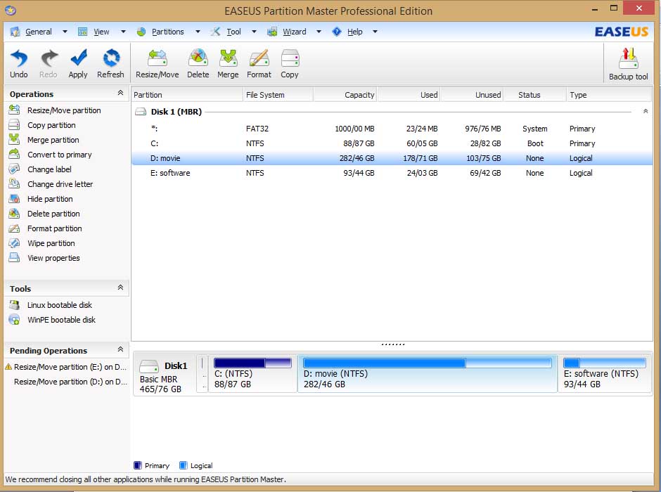 تغییر سایز پارتیشن هارددیسک