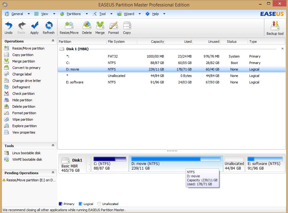 تغییر سایز پارتیشن هارددیسک
