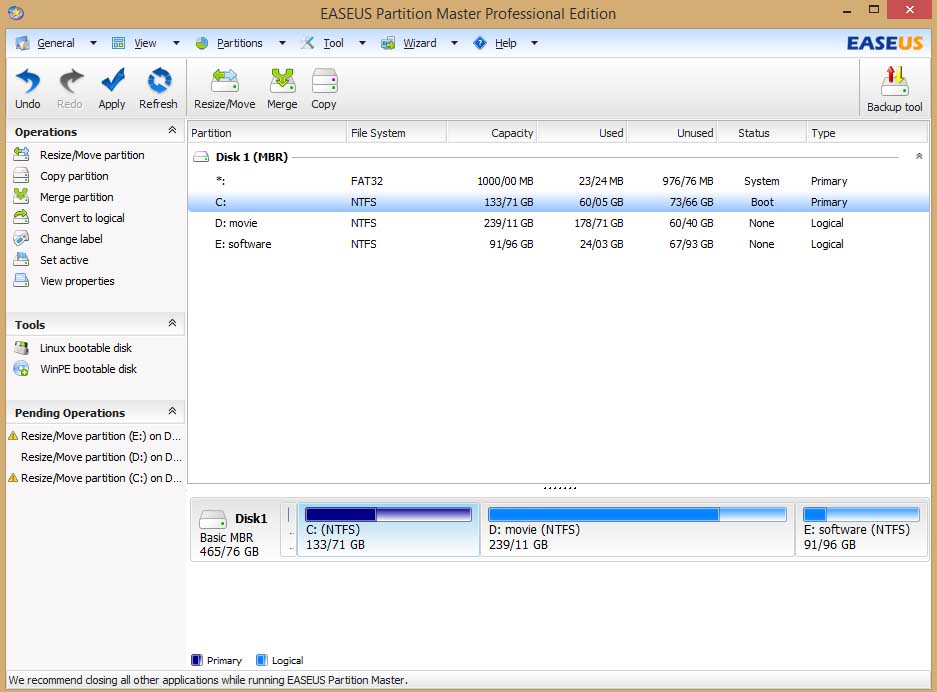 تغییر سایز پارتیشن هارددیسک