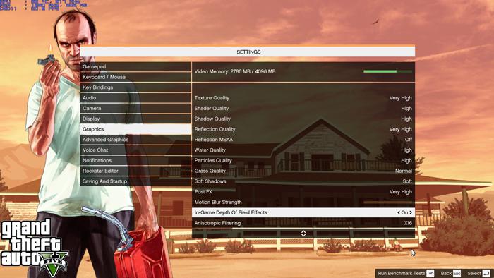 تست کارت های گرافیک در بازی GTA V