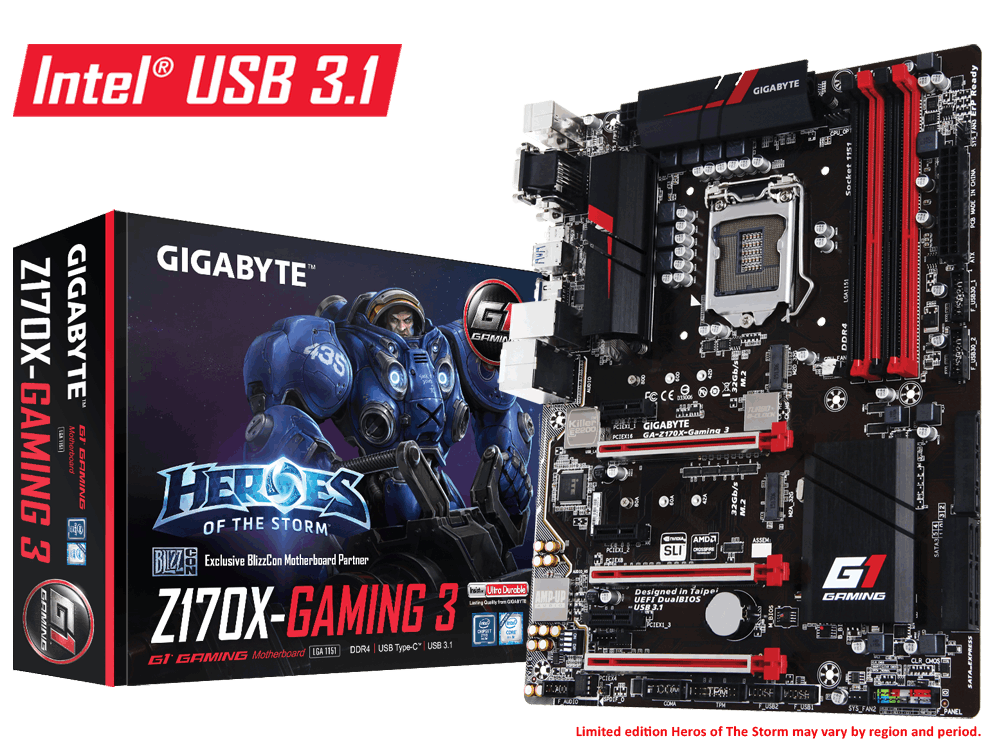 یک عدد مادربرد Gigabyte Z170X-Gaming 3