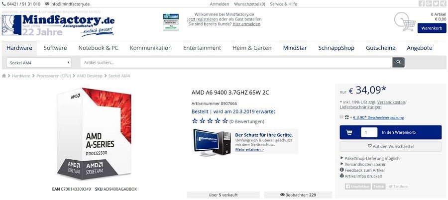 AMD A6-9400 پردازنده