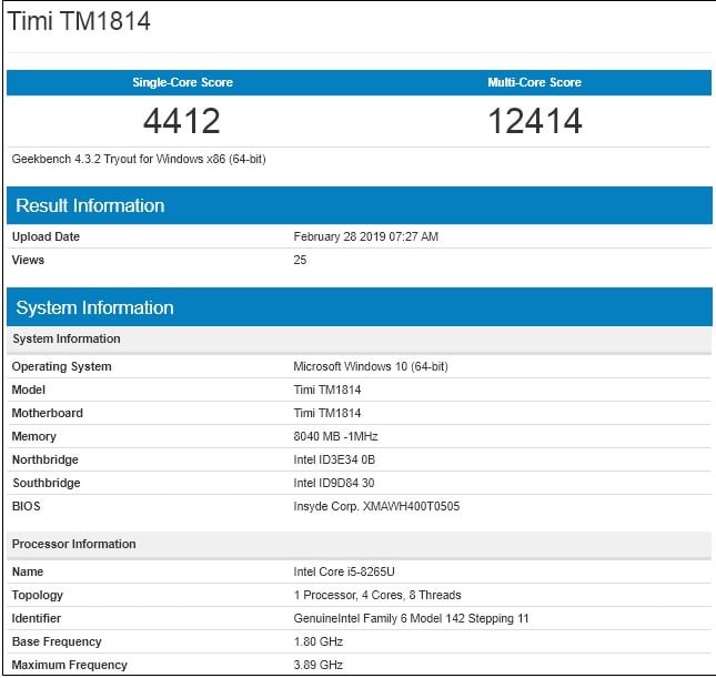 بنچمارک Mi Notebook Air