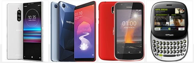 Sony Xperia 1 • Realme 1 • Nokia 1 • Microsoft Kin One