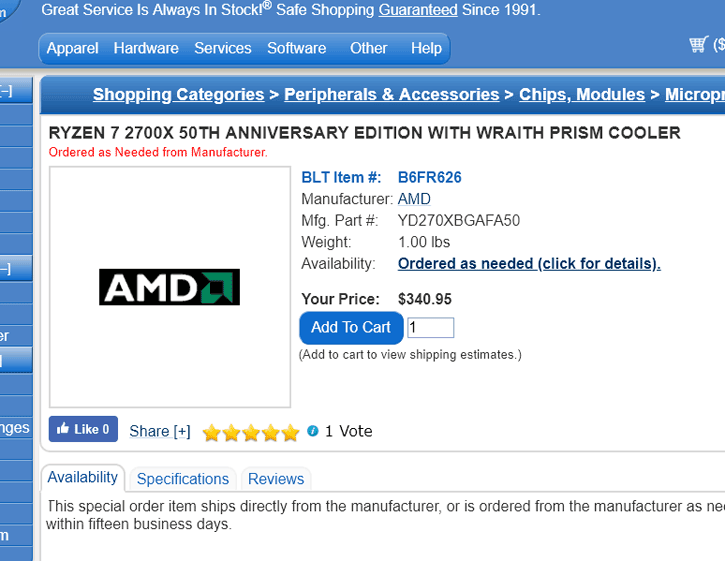 پردازنده AMD Ryzen 7 2700X 50th Anniversary Edition