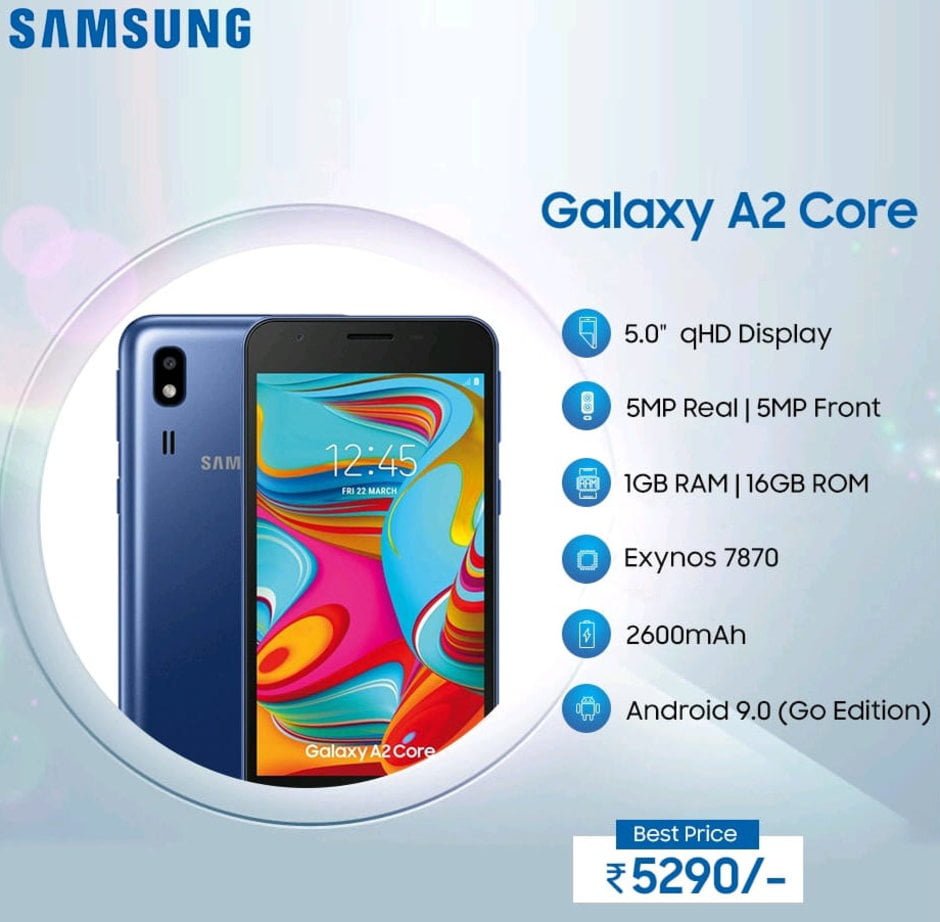 مشخصات Galaxy A2 Core سامسونگ