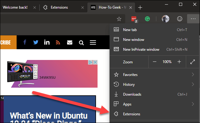 نصب افزونه های Chrome در Edge
