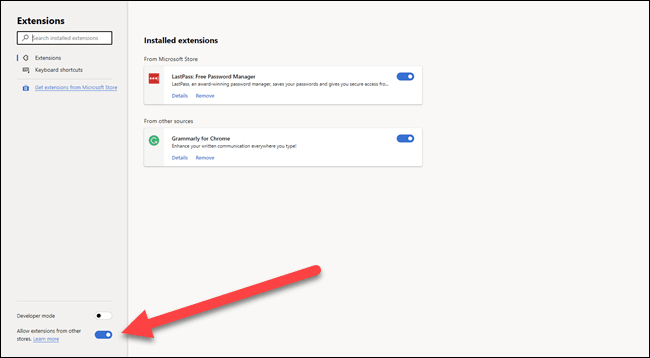 افزونه های Chrome در Edge