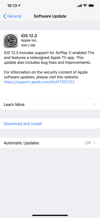 نسخه نهایی iOS 12.3