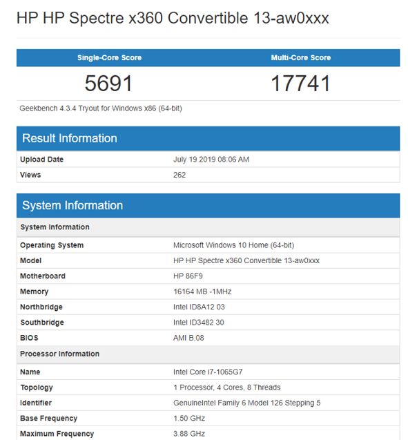 بنچمارک Core i7-1065G7