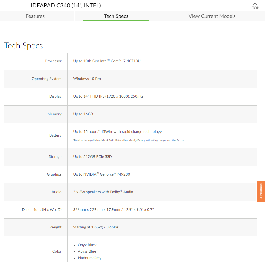 Lenovo IdeaPad C340 از پردازندههای Comet Lake U استفاده خواهد کرد
