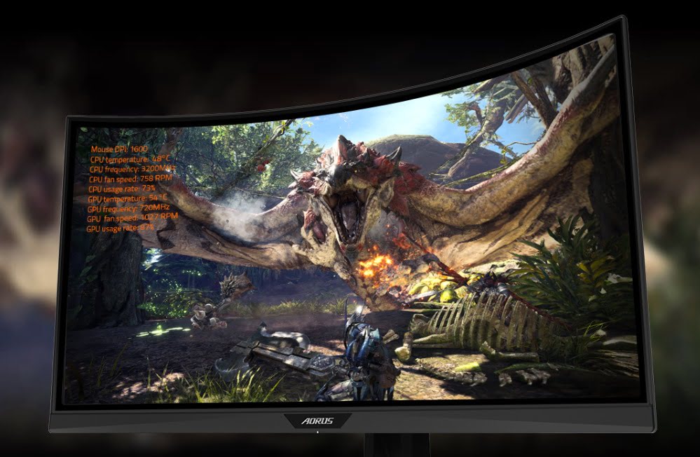 سعادت در گیمینگ با مانیتور گیمینگ Aorus CV27F از گیگابایت