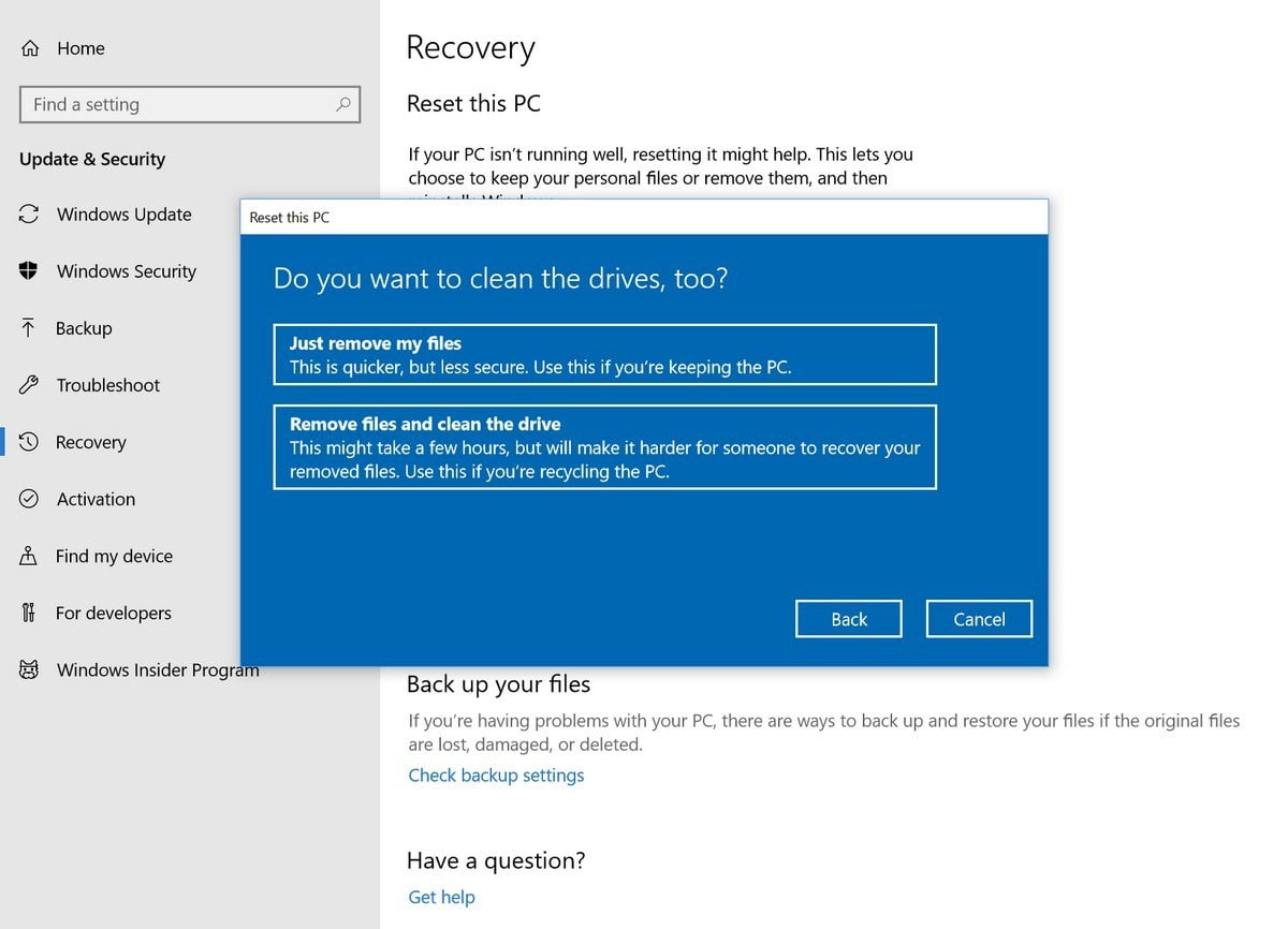 Remove my files message
