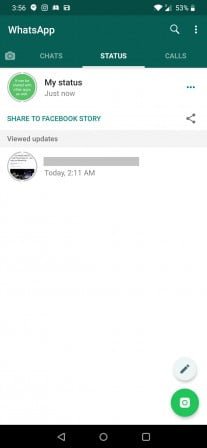 Status واتساپ در فیسبوک