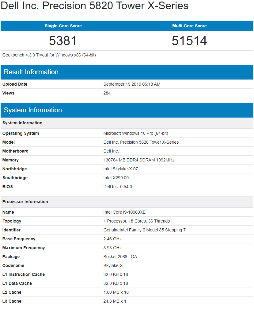 بنچمارک پردازنده پرچمدار Intel Core i9 10980XE با 18 هسته