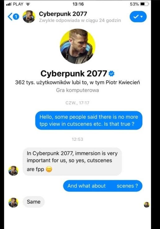 تمام میان پرده‌های Cyberpunk 2077 به شکل اول شخص روایت می‌شوند