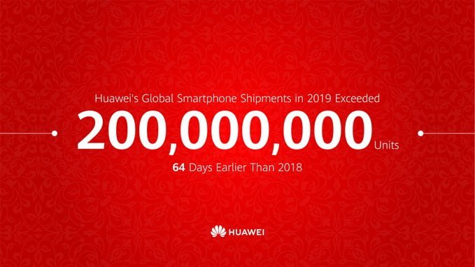 فروش 200 میلیون گوشی هوآوی در سال 2019