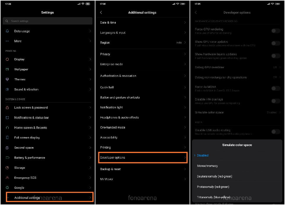 فعال کردن حالت مونوکروم در گوشی های شیائومی