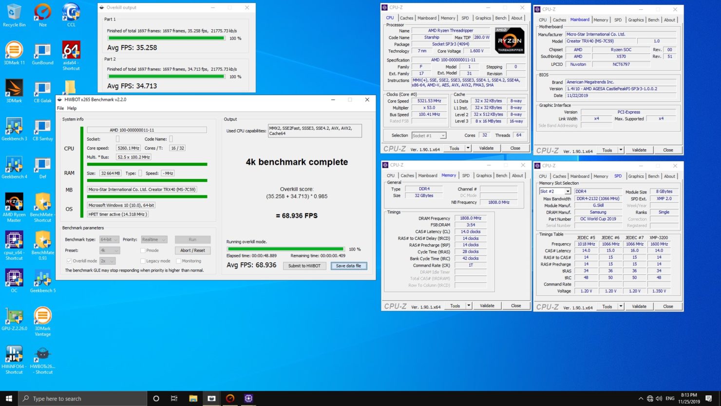 اورکلاک غول 32 هسته‌ای Threadripper 3970X به 5.72 گیگاهرتز