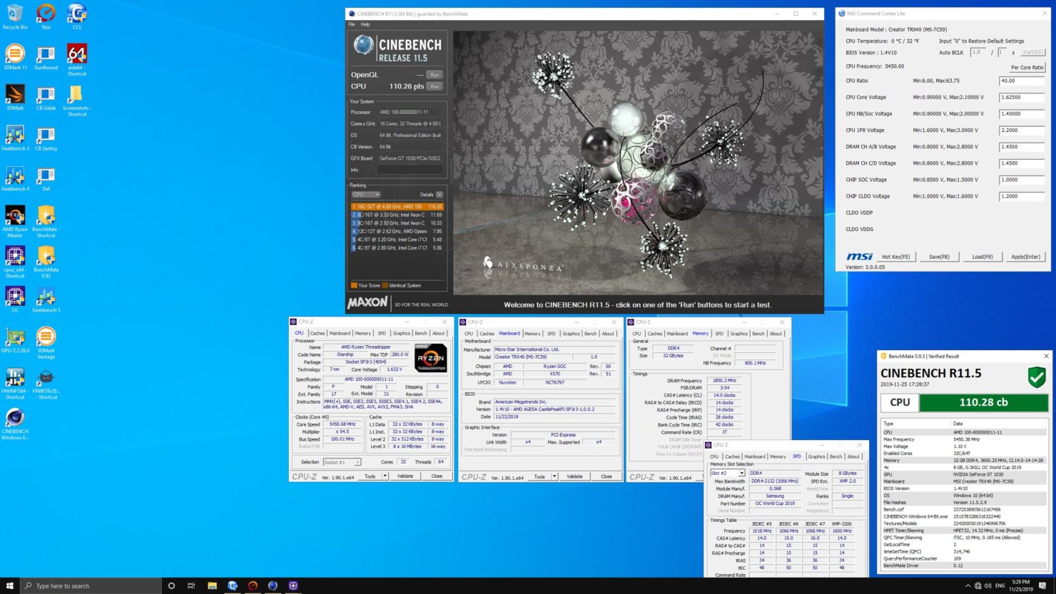 اورکلاک غول 32 هسته‌ای Threadripper 3970X به 5.72 گیگاهرتز