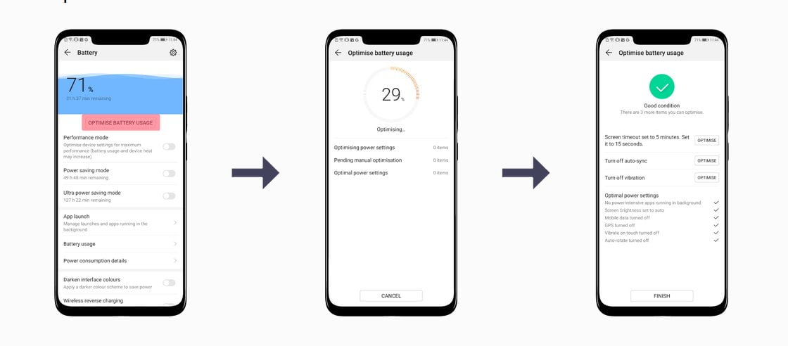 قابلیت های کاهش مصرف باتری گوشی های هوآوی
