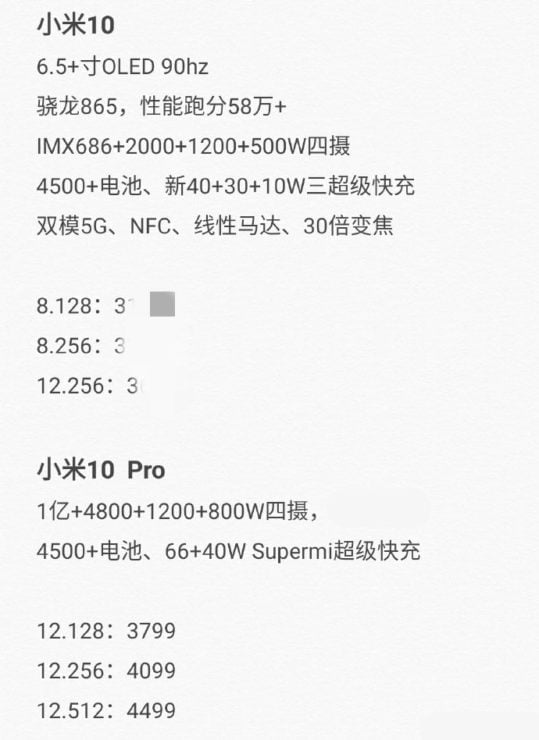 مشخصات سختافزاری Xiaomi Mi 10 و Mi 10 Pro افشا شد