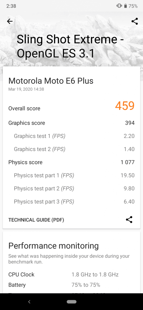 بنچمارک گوشی موتو e6 Plus موتورولا