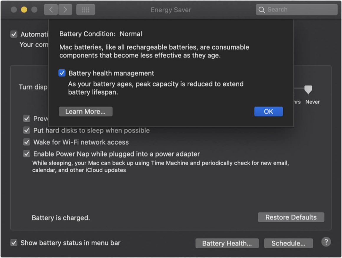 مدیریت باتری در macOS