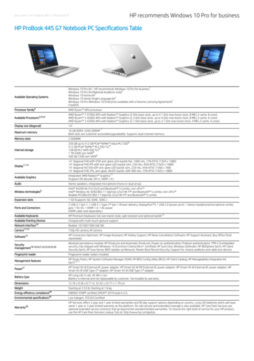 لپ‌تاپ‌ HP سری Probook G7 ویژگی های لپ تاپ ها