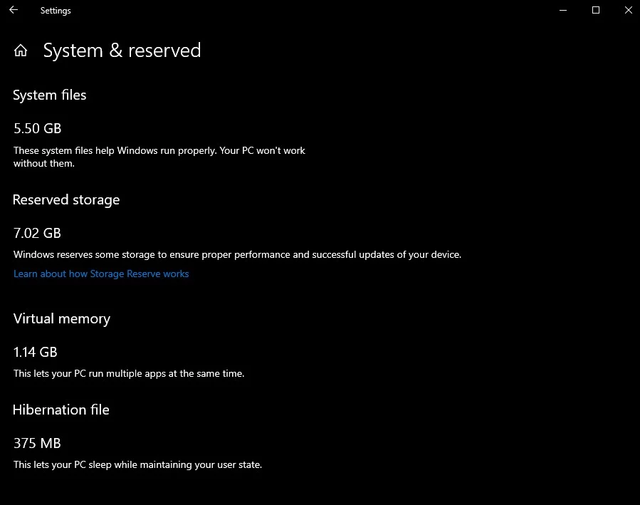 Reserved Storage ویندوز 10