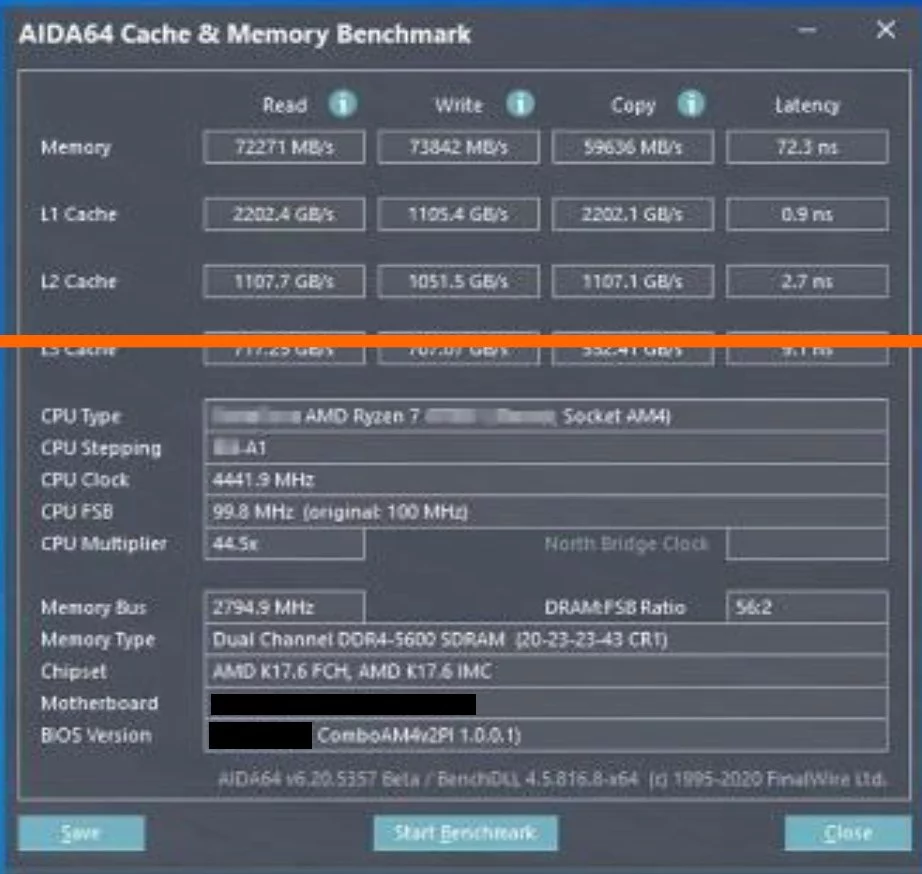 پردازنده Ryzen 7 4700G در AIDA64