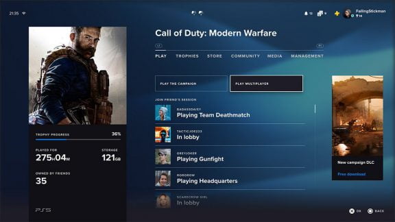 رابط کاربری پلی استیشن 5