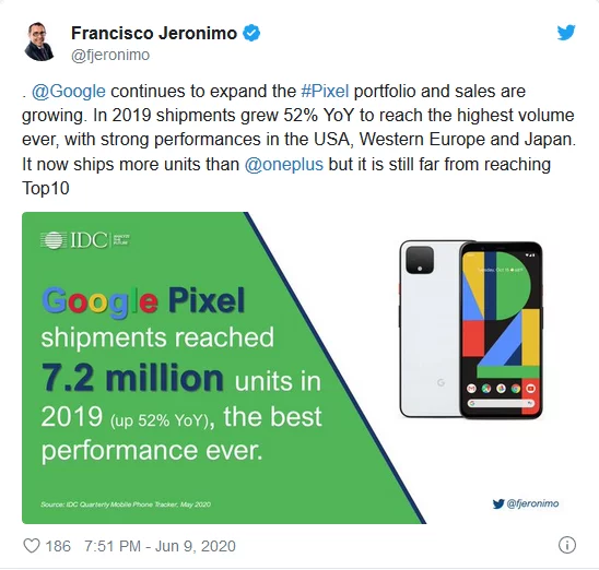 رکورد فروش تلفن همراه گوگل در سال 2019