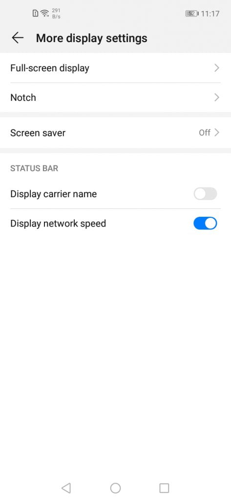 تنظیمات نمایشگر گوشی Y7p هوآوی