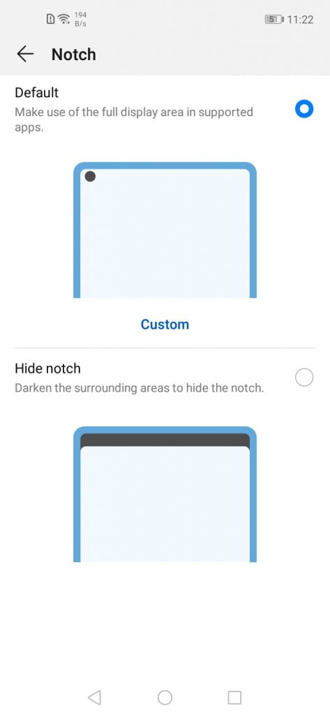 تنظیمات نمایشگر گوشی Y7p هوآوی