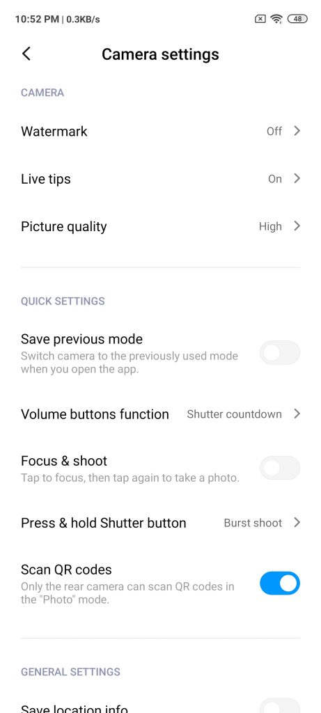 تنظیمات دوربین  گوشی ردمی نوت 9 پرو شیائومی