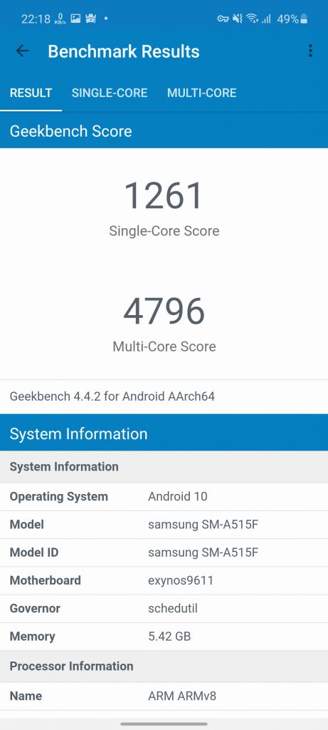 بنچمارک گوشی گلکسی A51 سامسونگ