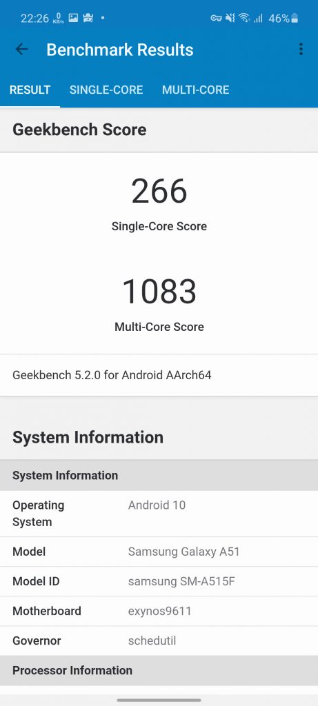 بنچمارک گوشی گلکسی A51 سامسونگ